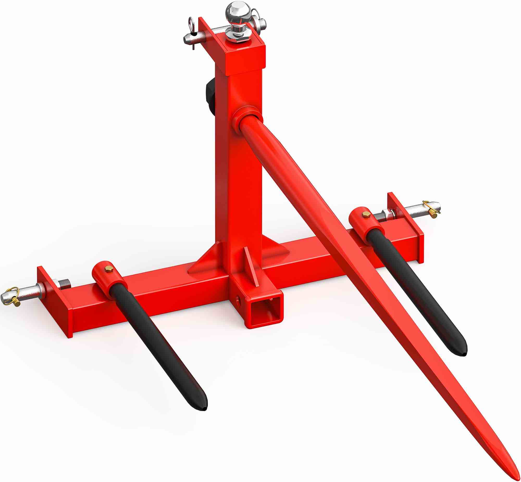 YITAMOTOR 3 Point Trailer Hitch with 2 Inch Receiver, 49" Hay Bale Spear & 2 Stabilizer Spears with 