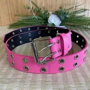 Women Hot Pink Double Grommet Women’s Rocker Belt - M/S BOX OF 50 PACK