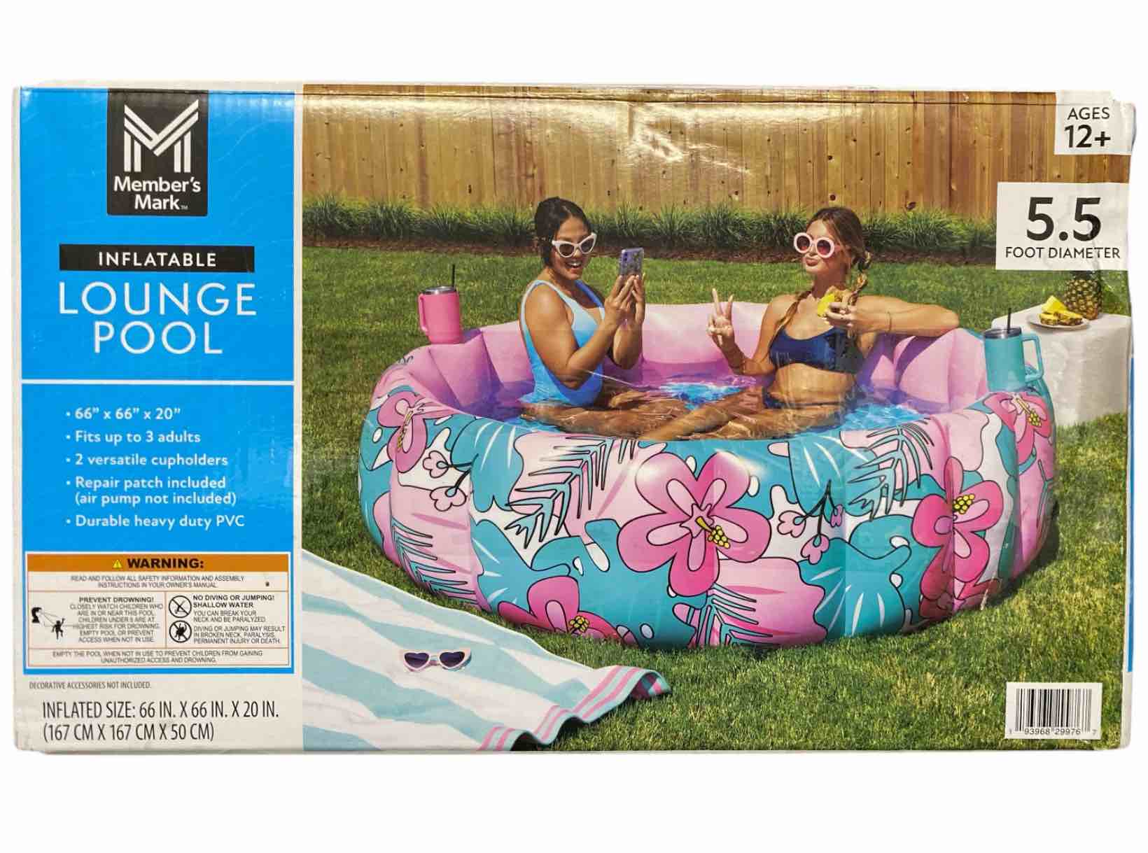 Member's Mark Inflatable Lounge Pool with Cup Holders, Tropical