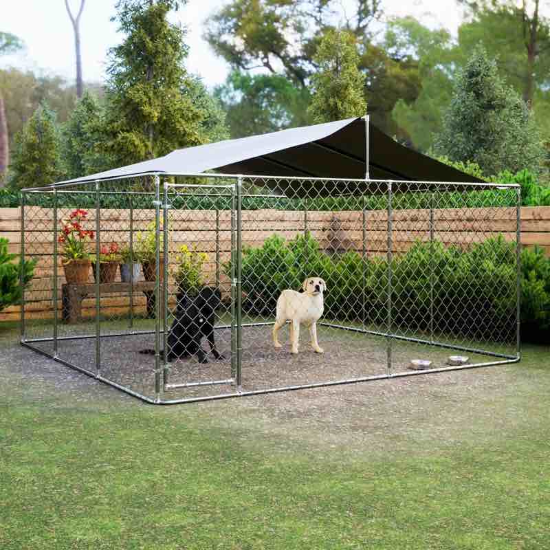 Metal Yard Dog Kennel With Canopy And Lockable Door ( incomplete only 1 box. )))