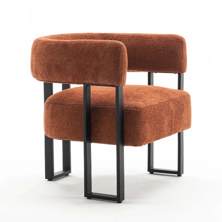 Jaytin Full Assembled Upholstered Armchair Boucle Fabric Accent Arm Chair Wingback Vanity Chair