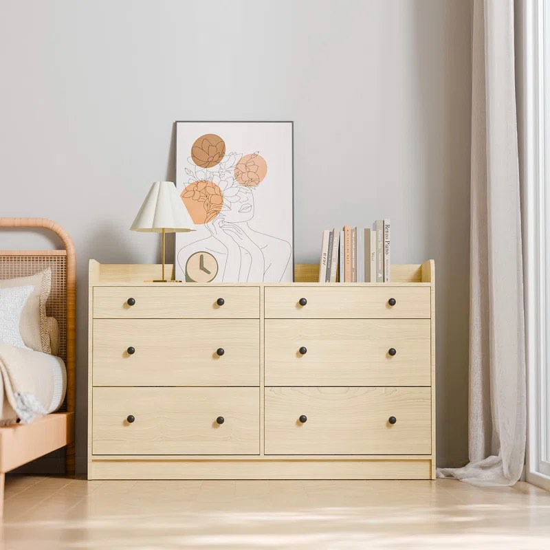 Sanya 6 Drawer 52" W Double Dresser, Bedroom Dresser