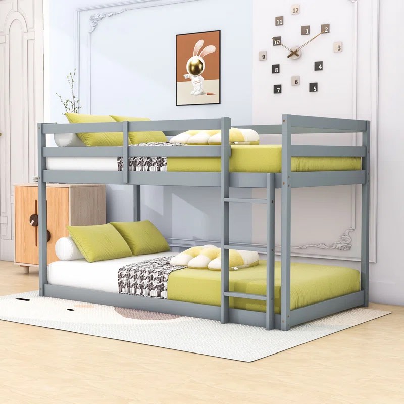 Hinote Wood Twin Over Twin Bunk Bed With Spacious Storage And Enhanced Safety Features