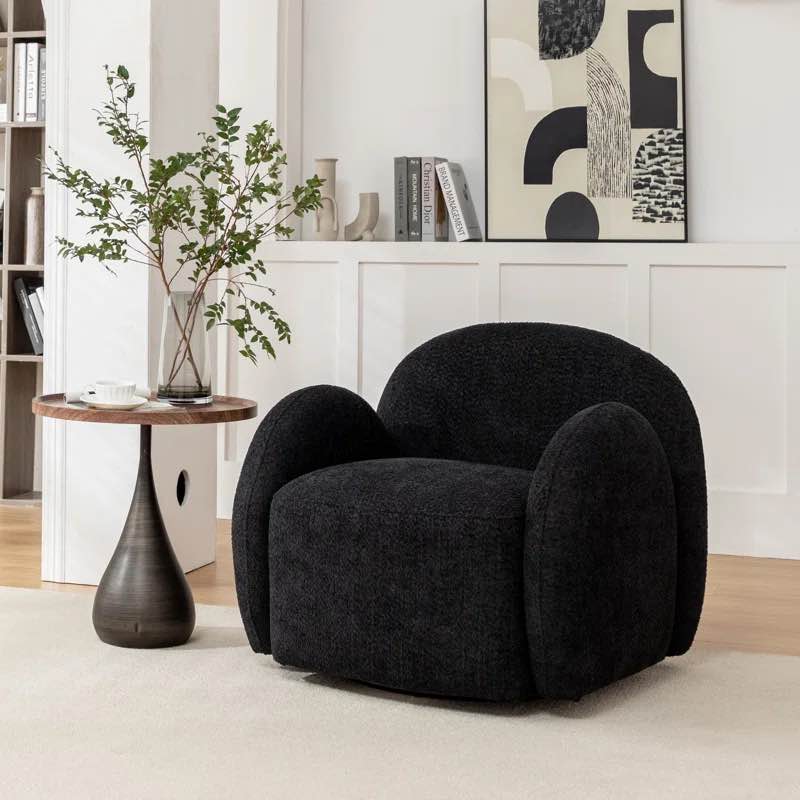 Hinds Faux Fur Upholstered Swivel Armchair 1 pcs