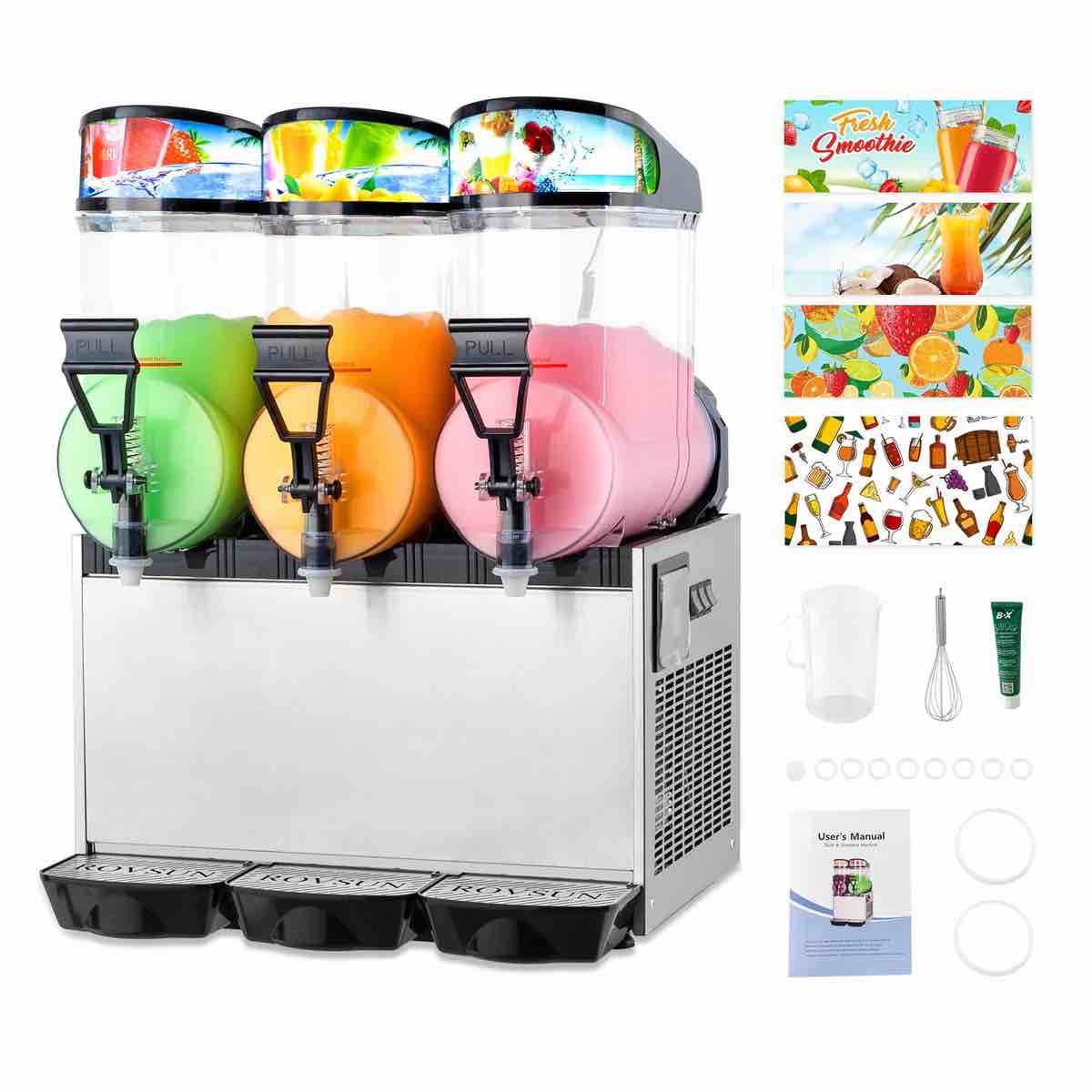 12 Gallon 3 Tank Commercial Slushy Machine Margarita Frozen Drink Maker