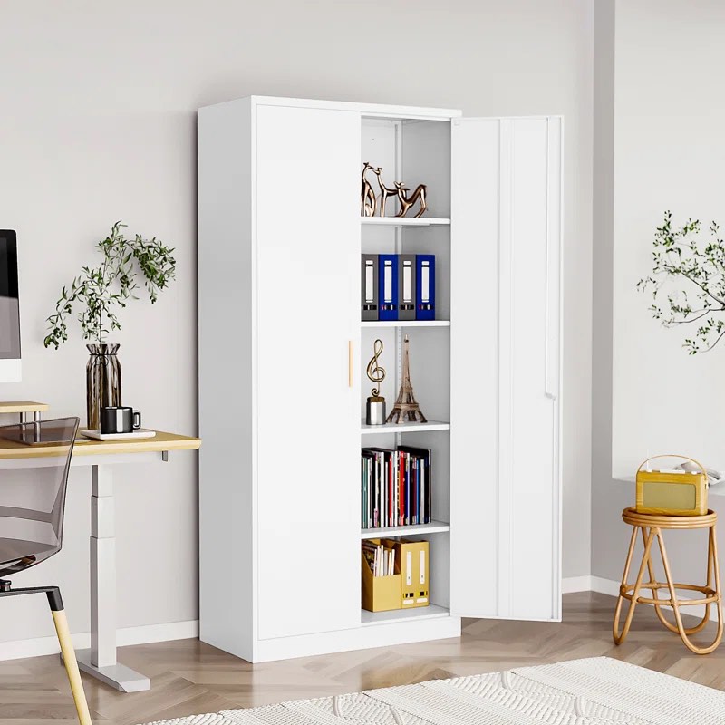 Metal Garage Storage Cabinet With 71" Tall Steel Cabinets With 2 Doors And 4 Adjustable Shelves,locking Storage Cabinet,steel Cabinet For Home,office,garage,shop,school