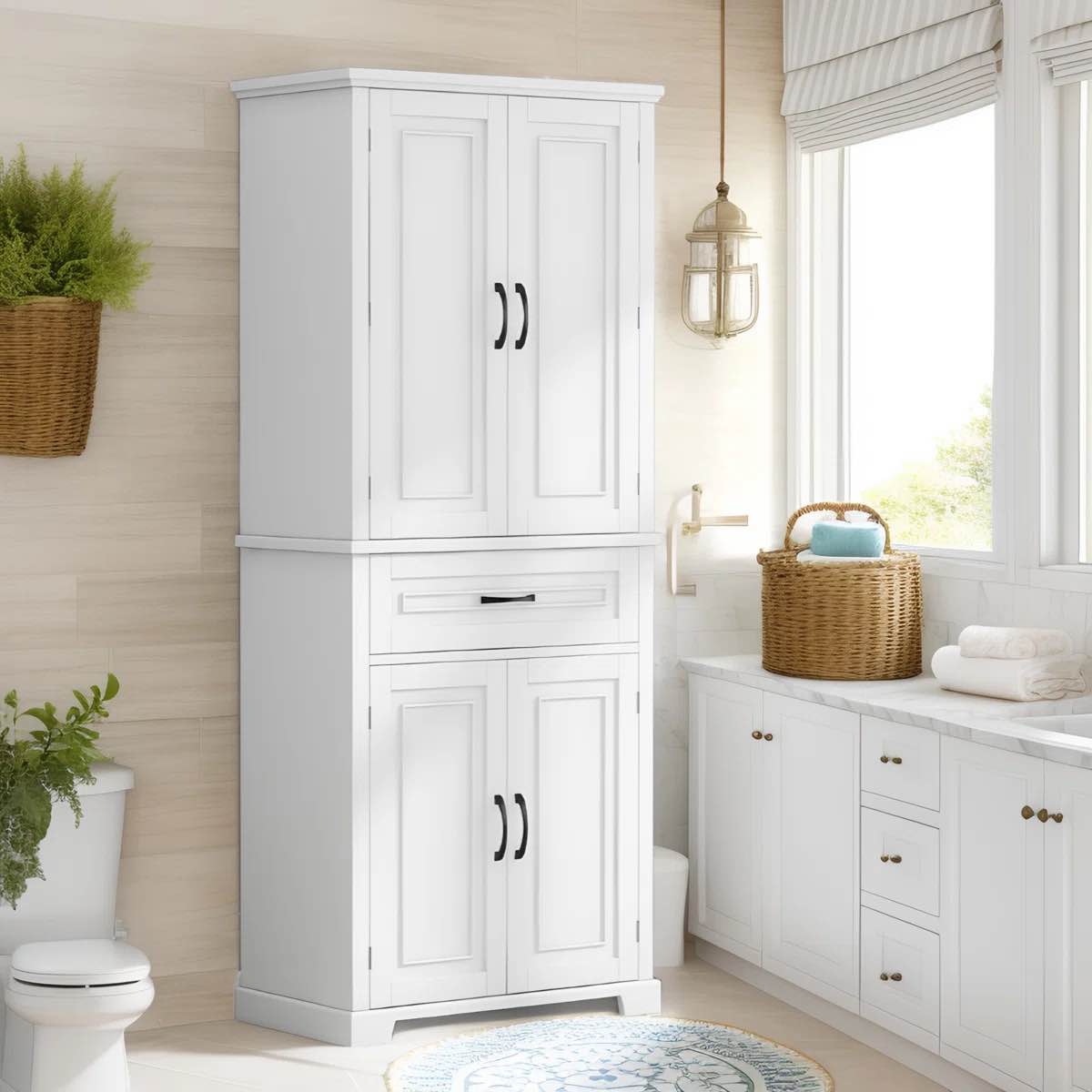 Dorry 72"H Bathroom Storage Cabinet with Adjustable Shelf and Drawer Multiple Storage Space Closet System ( incomplete only 1 box )
