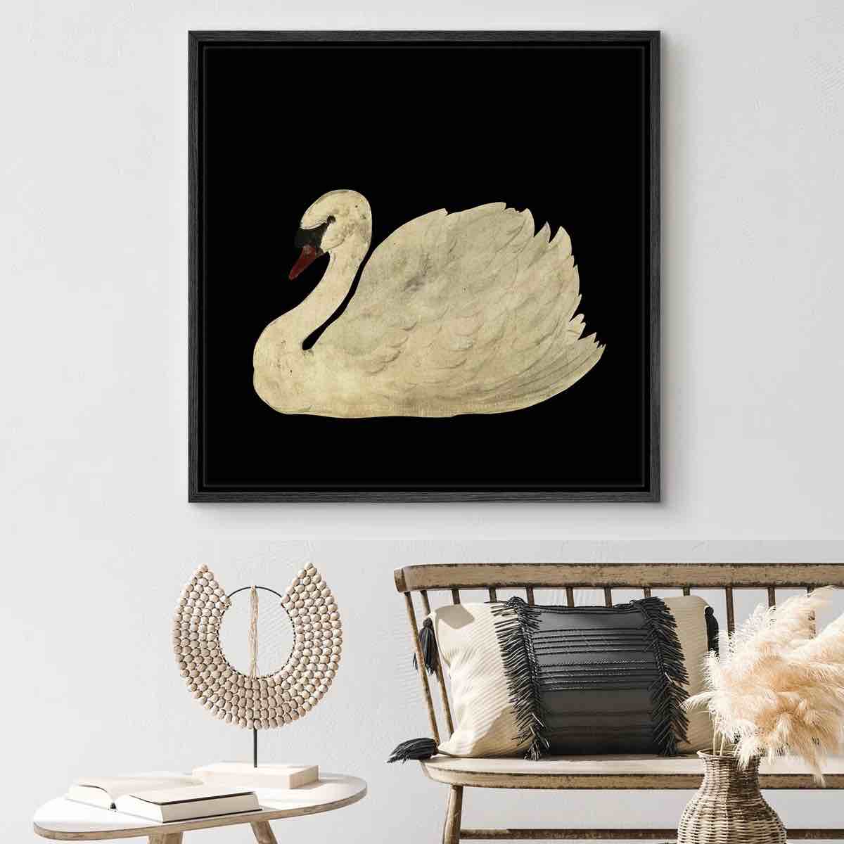 Elegant Swan Watercolor Minimalist Bird Illustrations Realism Decor Scenic Panoramic Earth " 16”x16” 