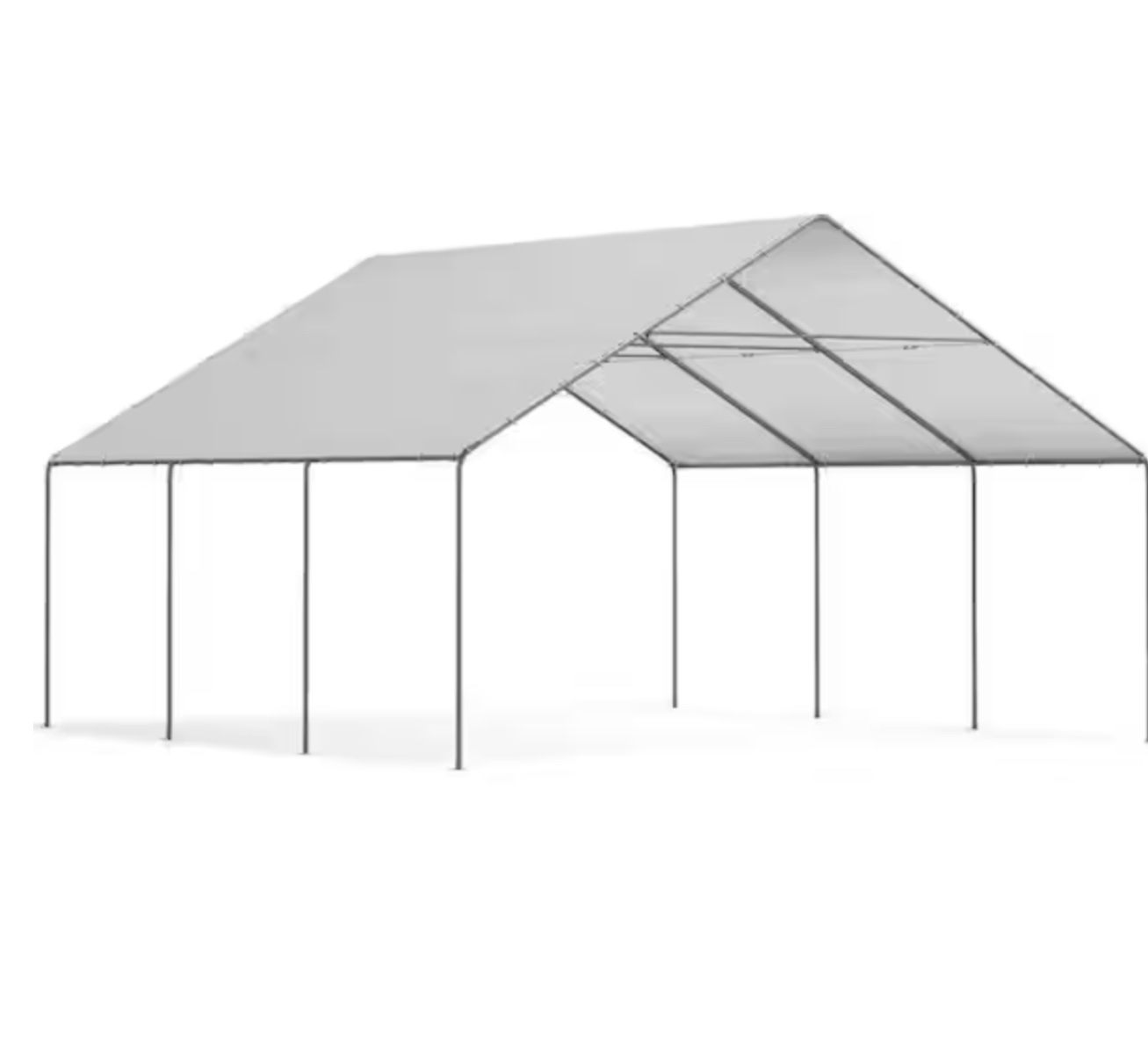 ft. W x 20 ft. D Outdoor Portable Carport, Waterproof & UV Protected Garage Top Tarp Shelter Cover for Car&Boat,White (Incomplete, Box 2/2 )