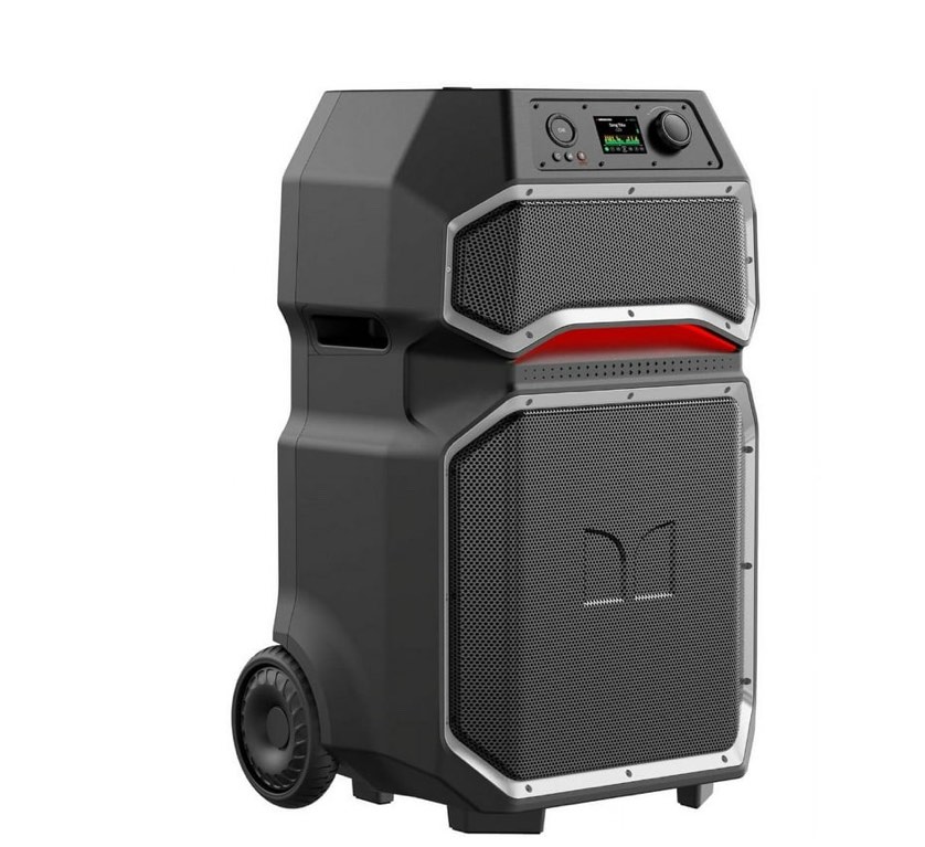 monster rockin' roller x indoor/outdoor portable bluetooth speaker | powerful 1000w, 15” subwoofer | all terrain wheels, weather resistant, dual mic & guitar inputs, tws pairing, app control