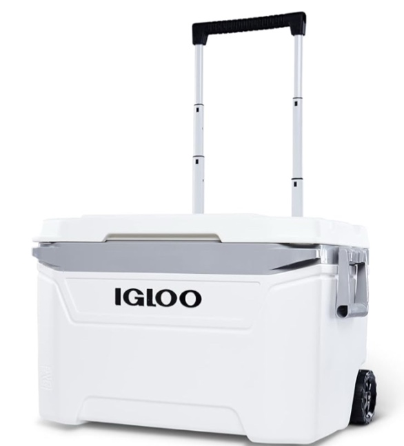 Igloo Marine Sunset 60 Roller Cool Box on Wheels, 56 Liter, White