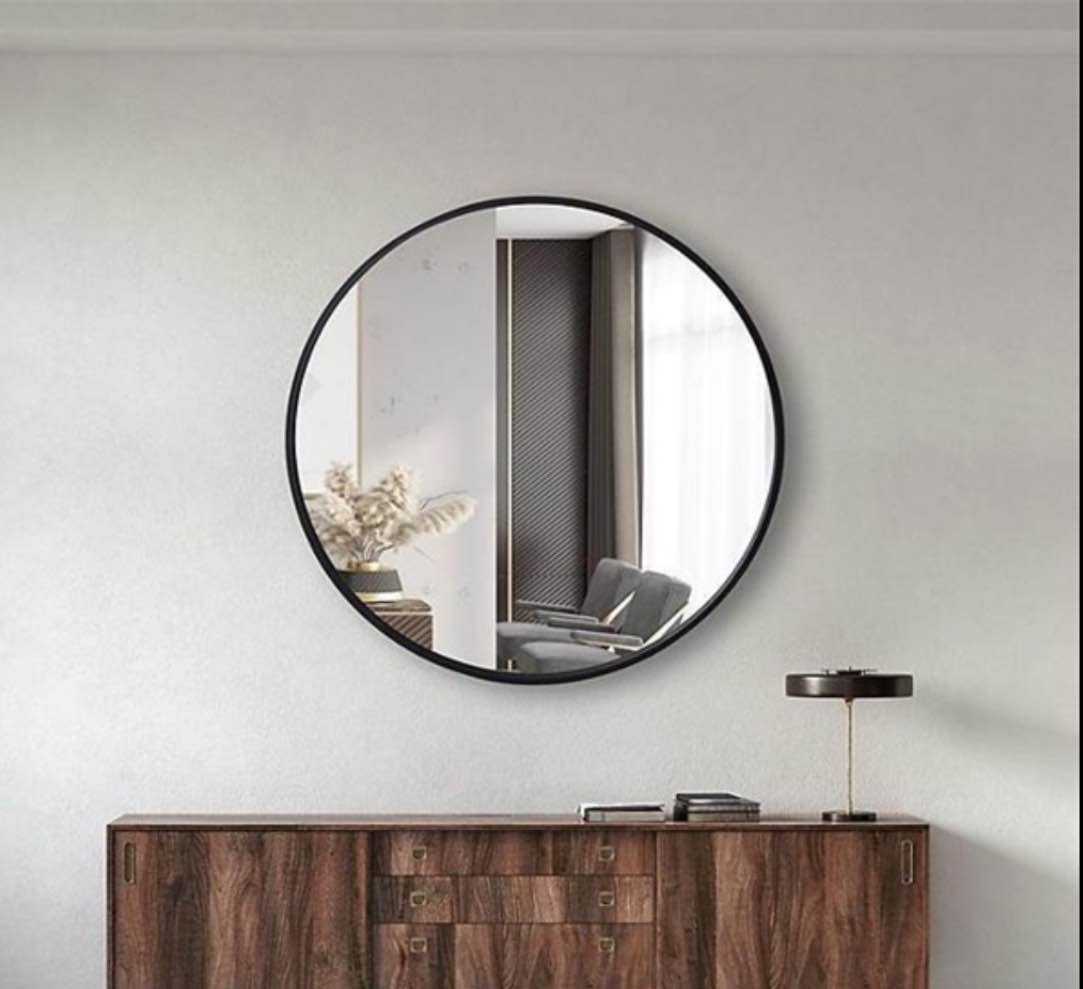 183 - jill zarin 36" elegant round metal wall mirror