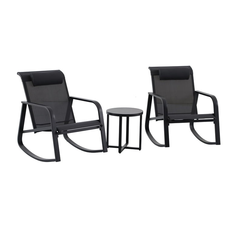 Mainstays Dashwood 3-Piece Steel Outdoor Rocker Chat Set, Black