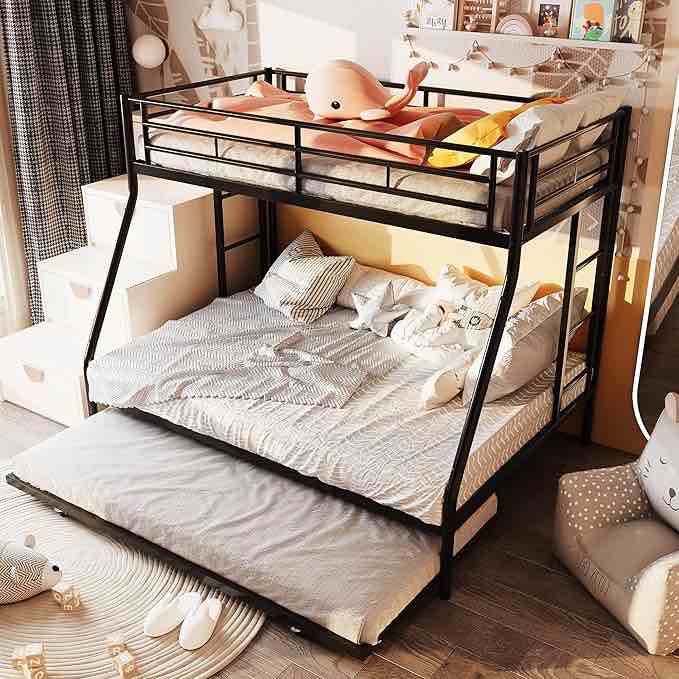 SUNLEI Bunk Bed Twin Over Full with Trundle