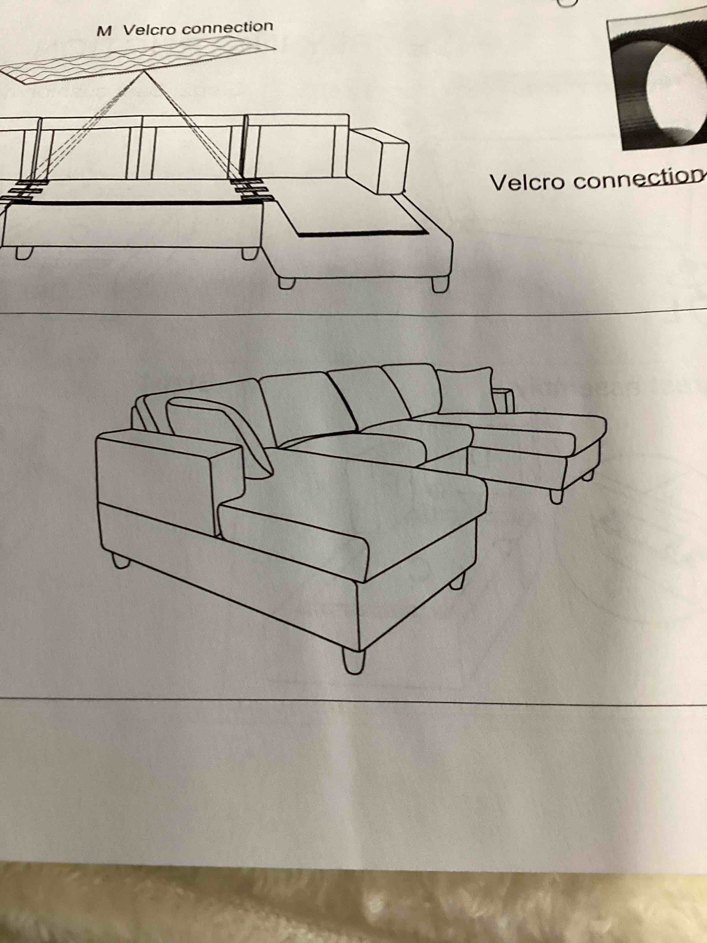 4 Seater Oversized Modular Sectional Velvet Upholstered Corduroy White (incomplete 1 box only consisting of chaise)