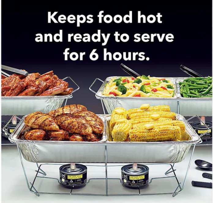 Member's Mark Party Set with 2-hour Safe Heat Chafing Fuel, 24 ct.