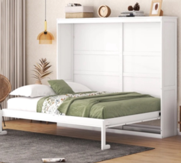 Wooden Murphy Bed Color: White, Size: Queen (incomplete box 2 of 3 only)