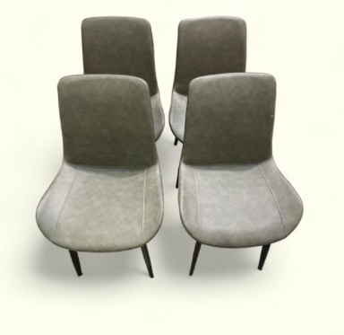 Set of 4 Faux Leather Dining Chairs With Black Metal Legs (similar to stock photo)