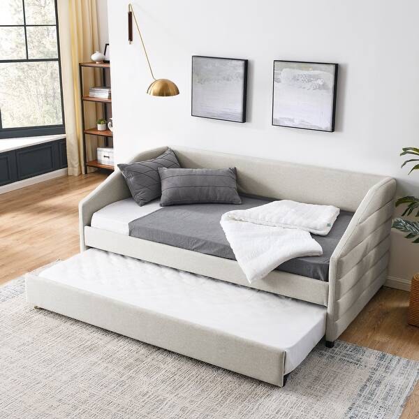 (incomplete) Upholstered Daybed With Pull-Out Trundle For Extra Comfort Color: Beige