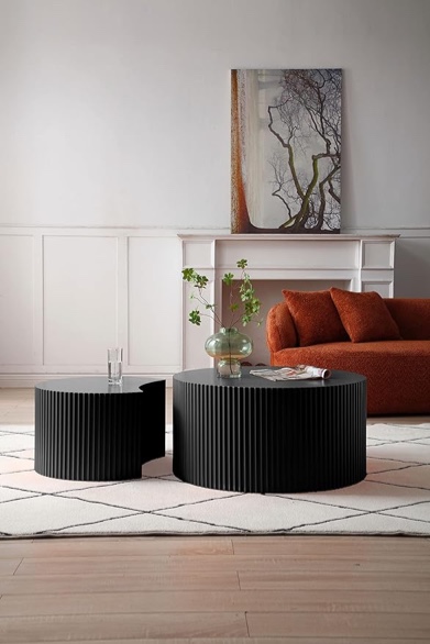 31.5'' Modern Round Wooden Nesting Coffee Table W87677001