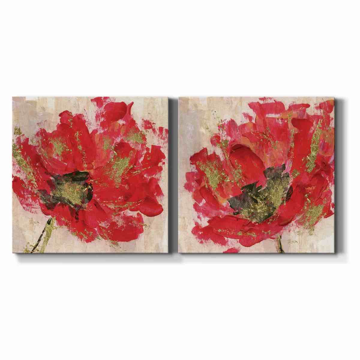 " Red Infusion I " 2 - Pieces 24”x24” 