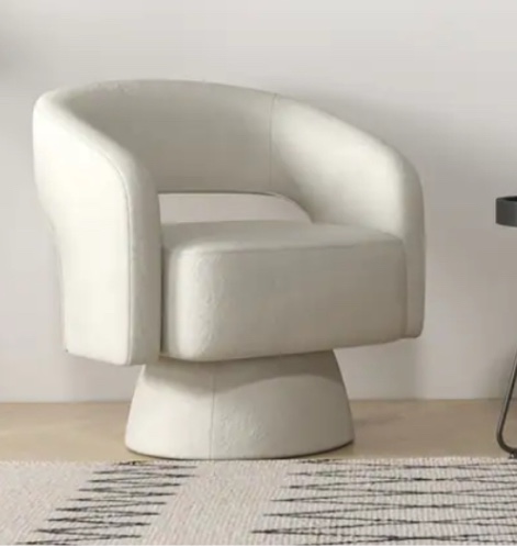 360 Degree Swivel Barrel Upholstered Modern Armchair - Beige