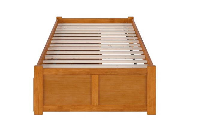 Concord Queen Solid Wood Platform Bed with Footboard & Storage Drawers in Light Toffee Size: Extra-long Twin