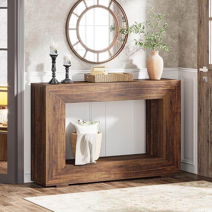 Tribesigns Farmhouse Console Table, 47 Inches Entryway Console Table With Storage, Industrial Hallway Accent Table
