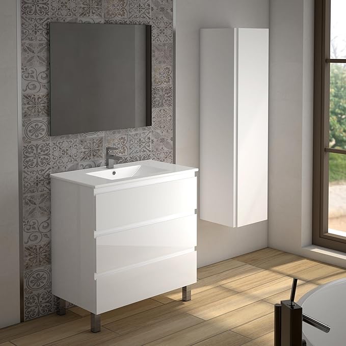 Dax costa single  vanity cabinet 32 inch glossy white
