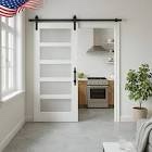 Glass Sliding MDF Barn Sliding Door Hardware Kit, Tempered Frosted Glass, Simple DIY Assembly