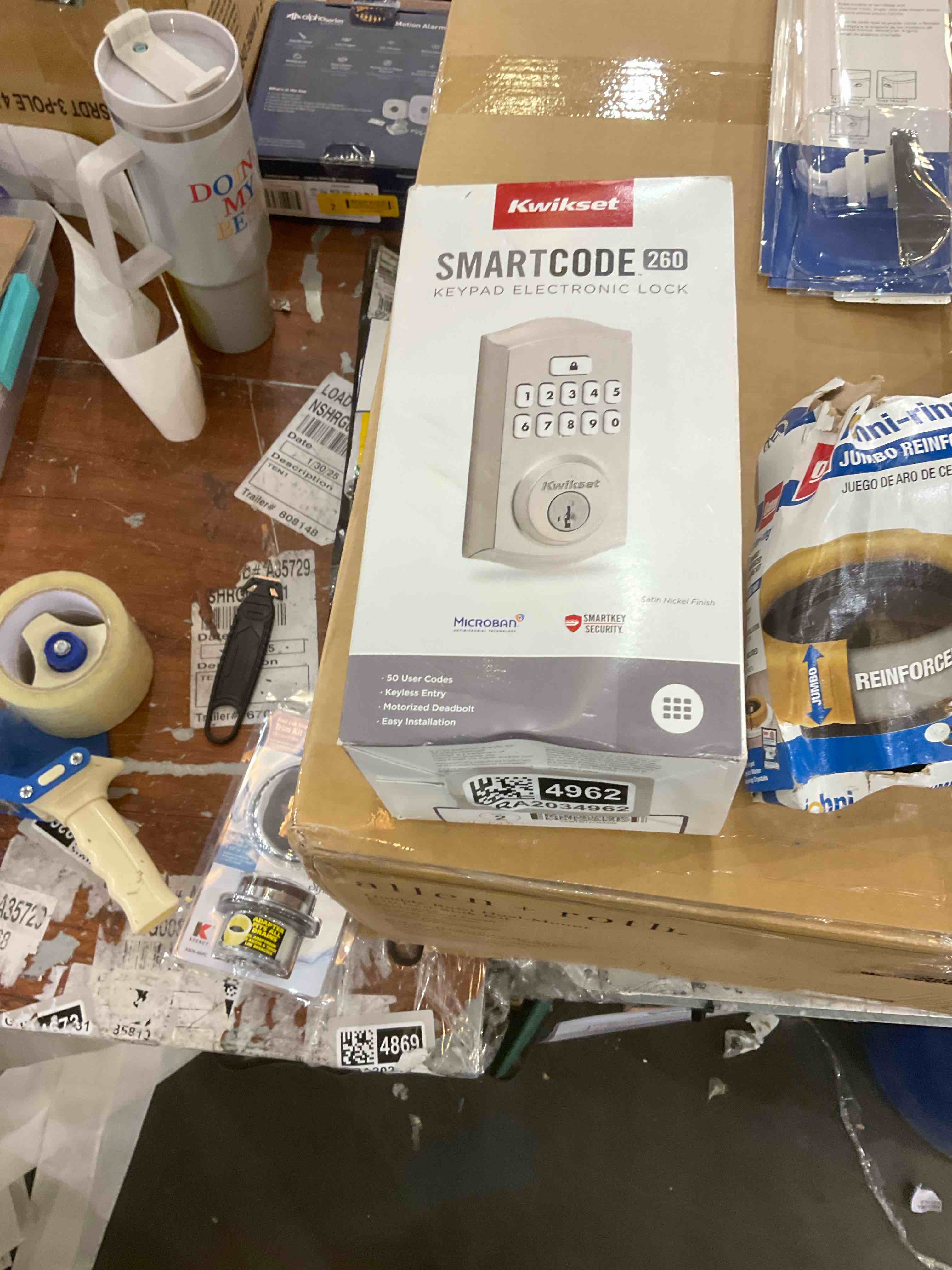 Kwikset Powerbolt 250 10-Button Keypad Satin Nickel Transitional Electronic Deadbolt Door Lock, Featuring Convenient keyless Entry, Customizable User Codes and auto Locking
