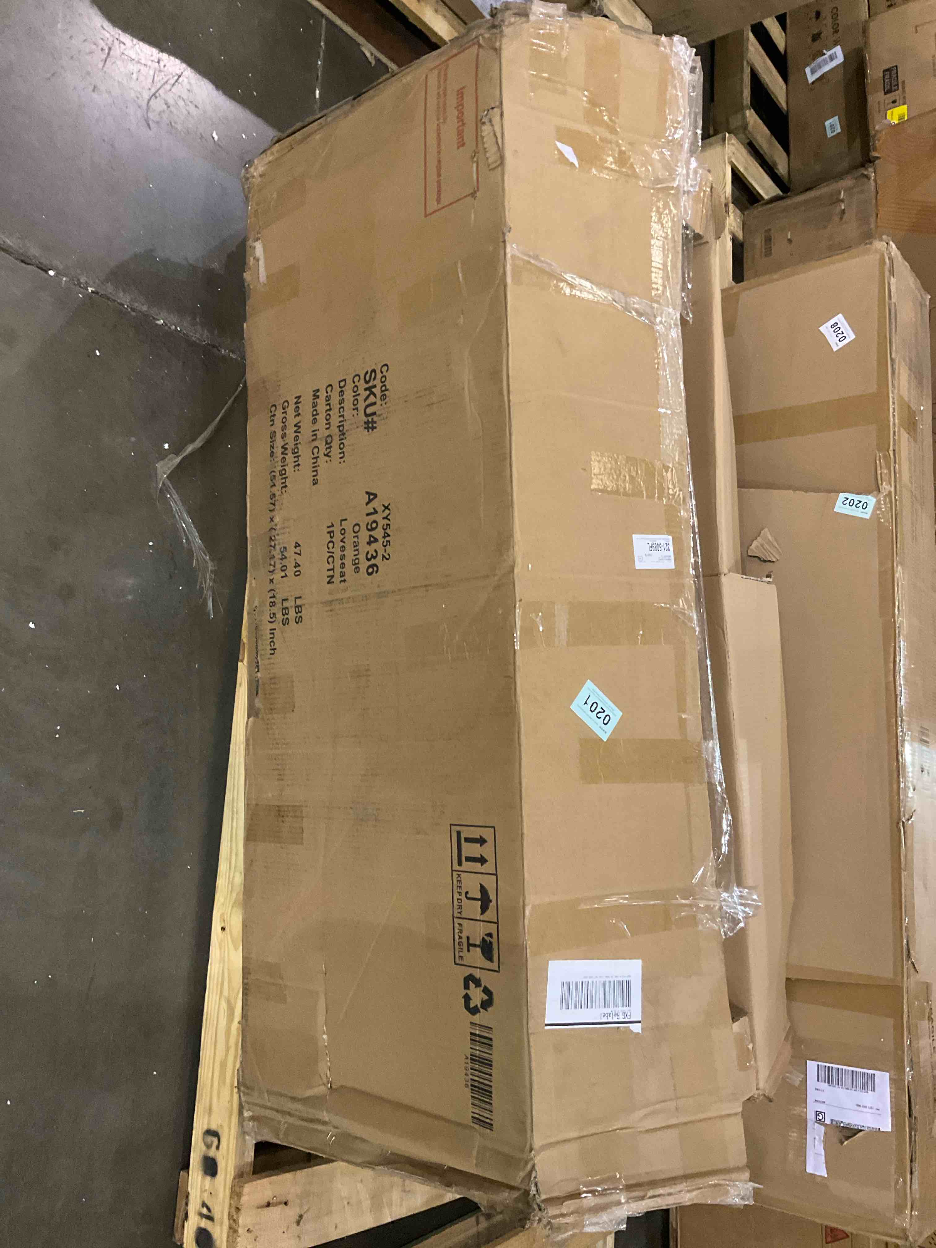 Demetrius 50” upholstered love seat orange 