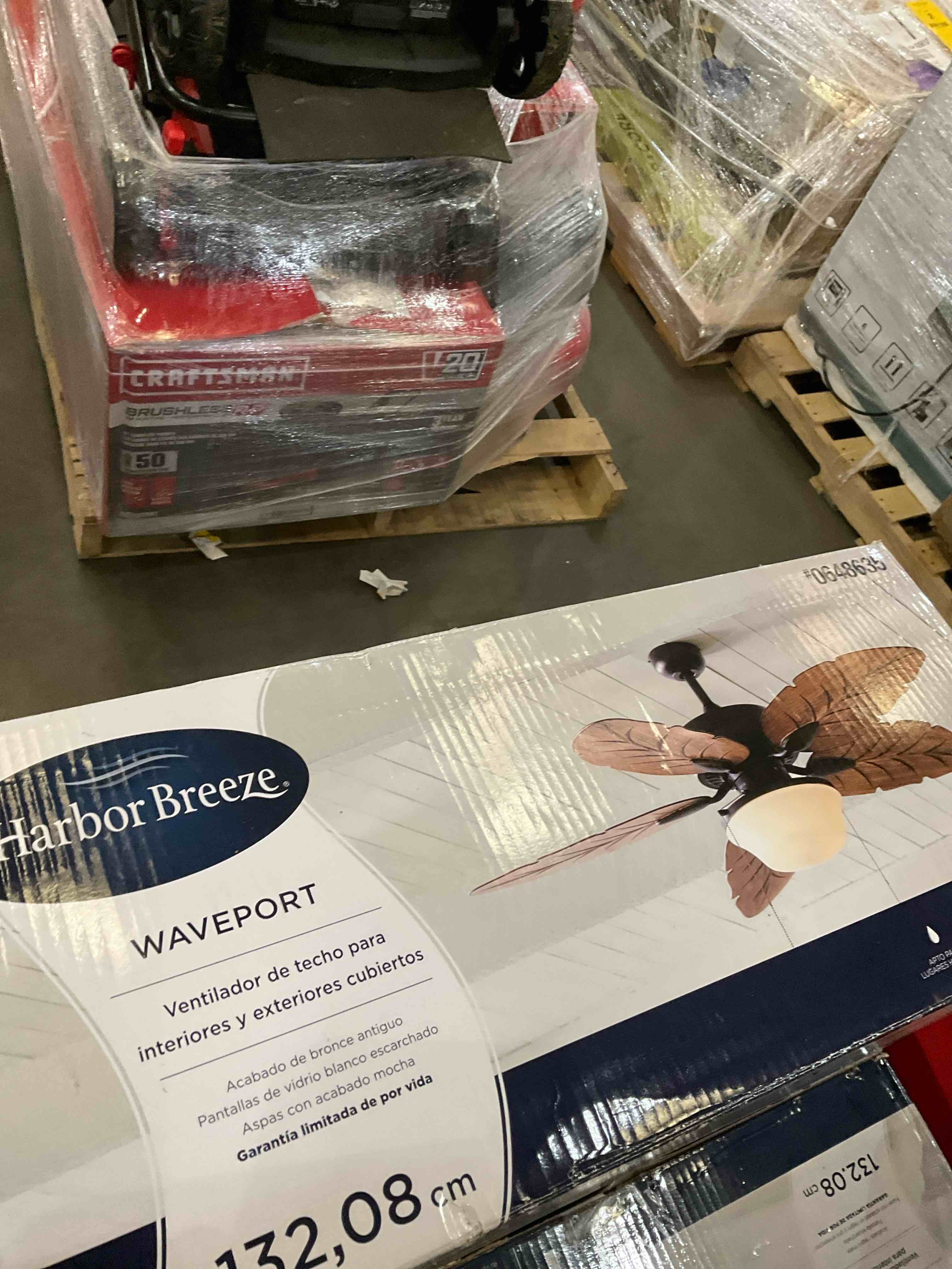 Outdoor 52" Ceiling Fan Tropical Palm Tree Leaf Nautical Coastal Patio Light Orb