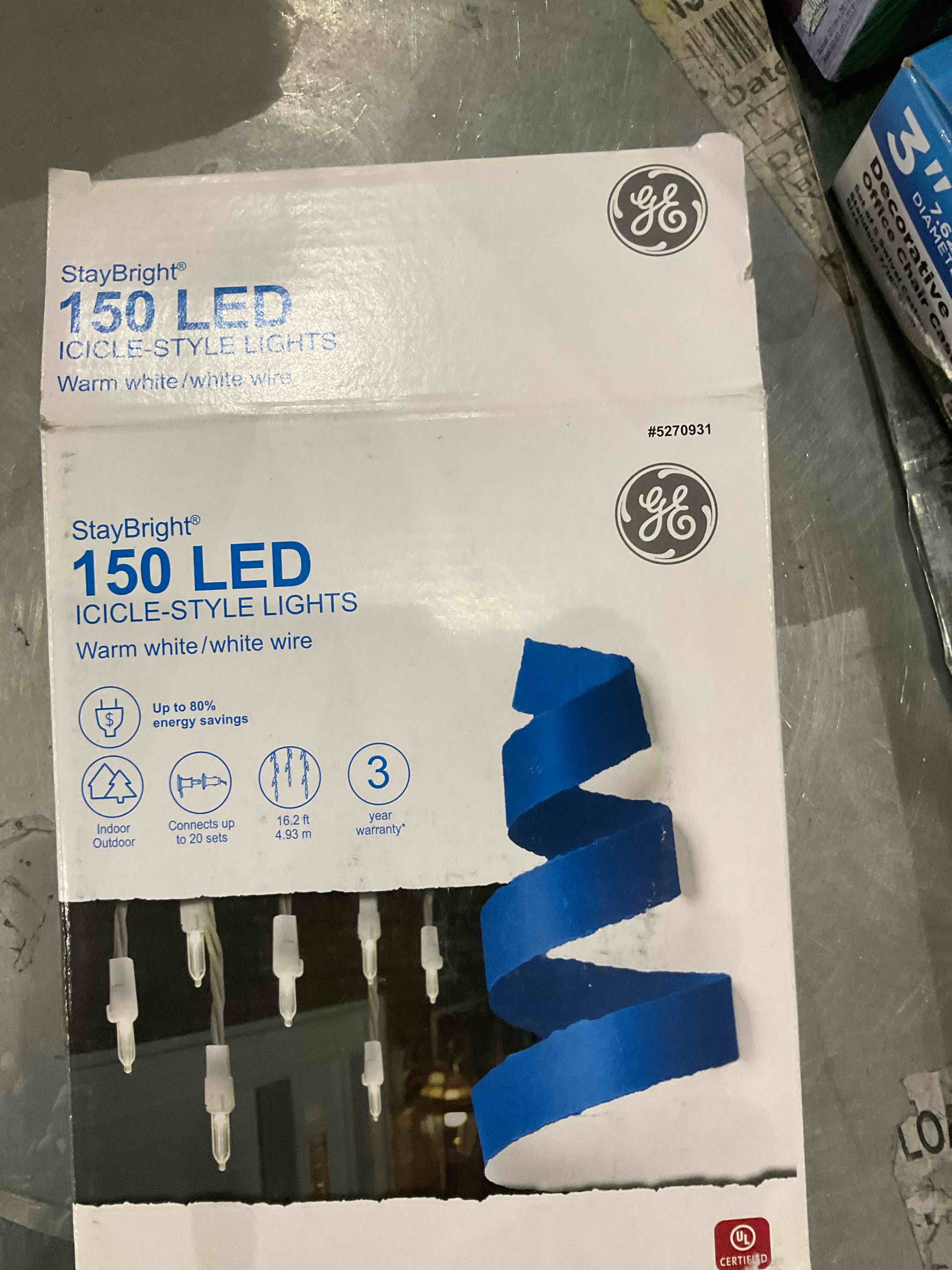 GE StayBright® LED Icicle-Style Lights, 150ct (Warm White)