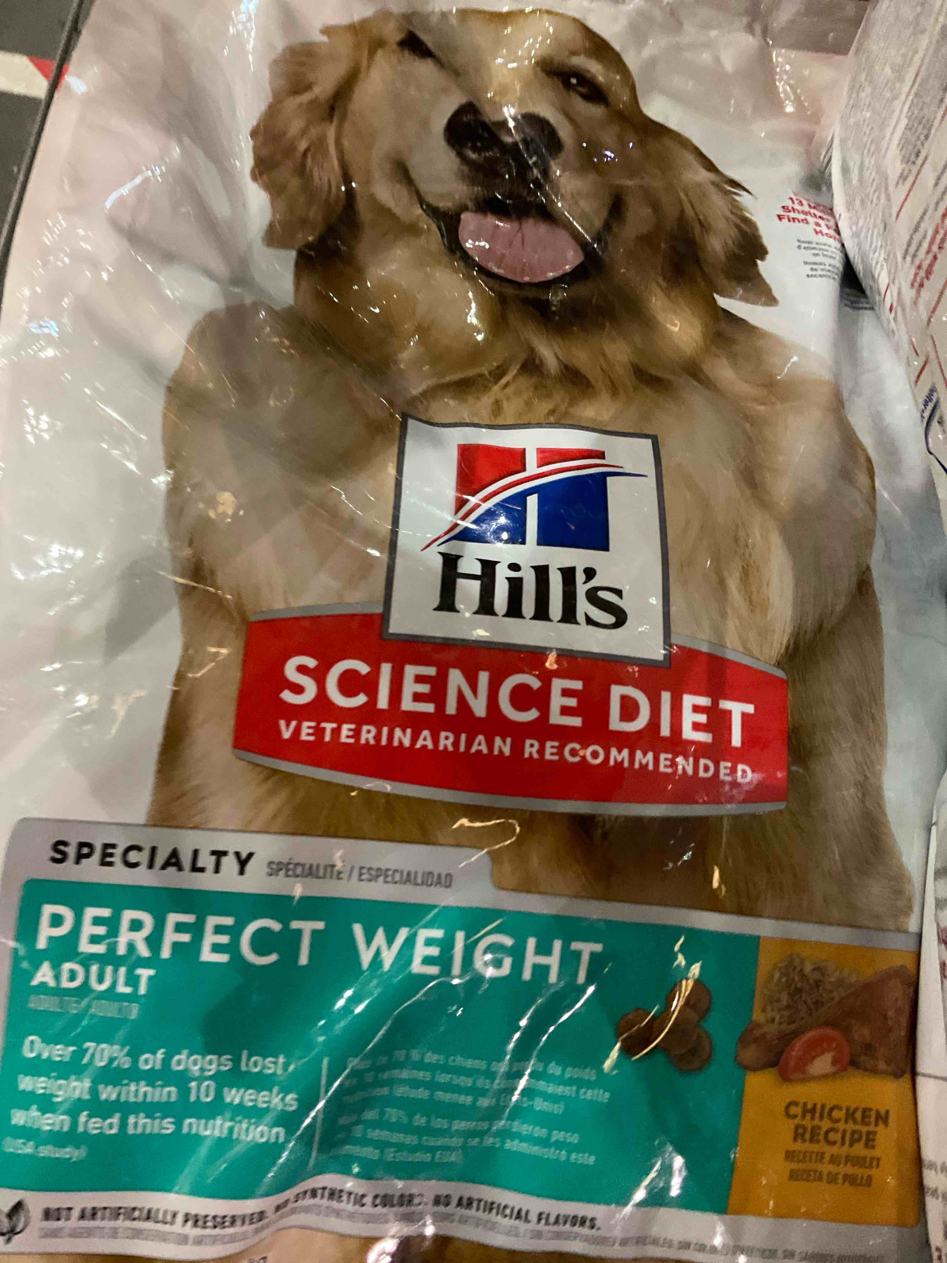 Hill's Science Diet Perfect Weight, Adult 1-6, Weight Management Support, Dry Dog Food, Chicken Recipe, 12 lb Bag