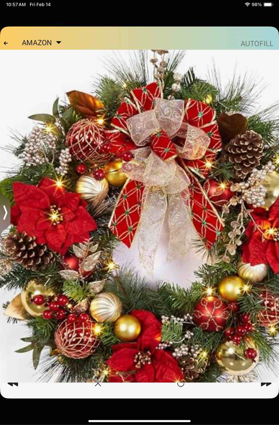 30" Lighted PVC & PE Blend Wreath