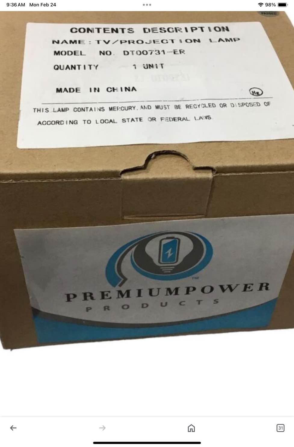 PremiumPower Products Tv/Projection Lamp DT00731-ER Projector Light Bulb