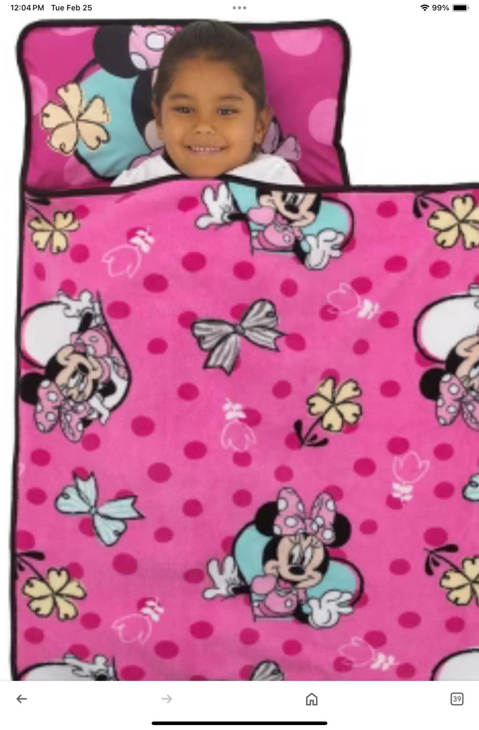 Disney Minnie Mouse Pink and Aqua Toddler Nap Mat