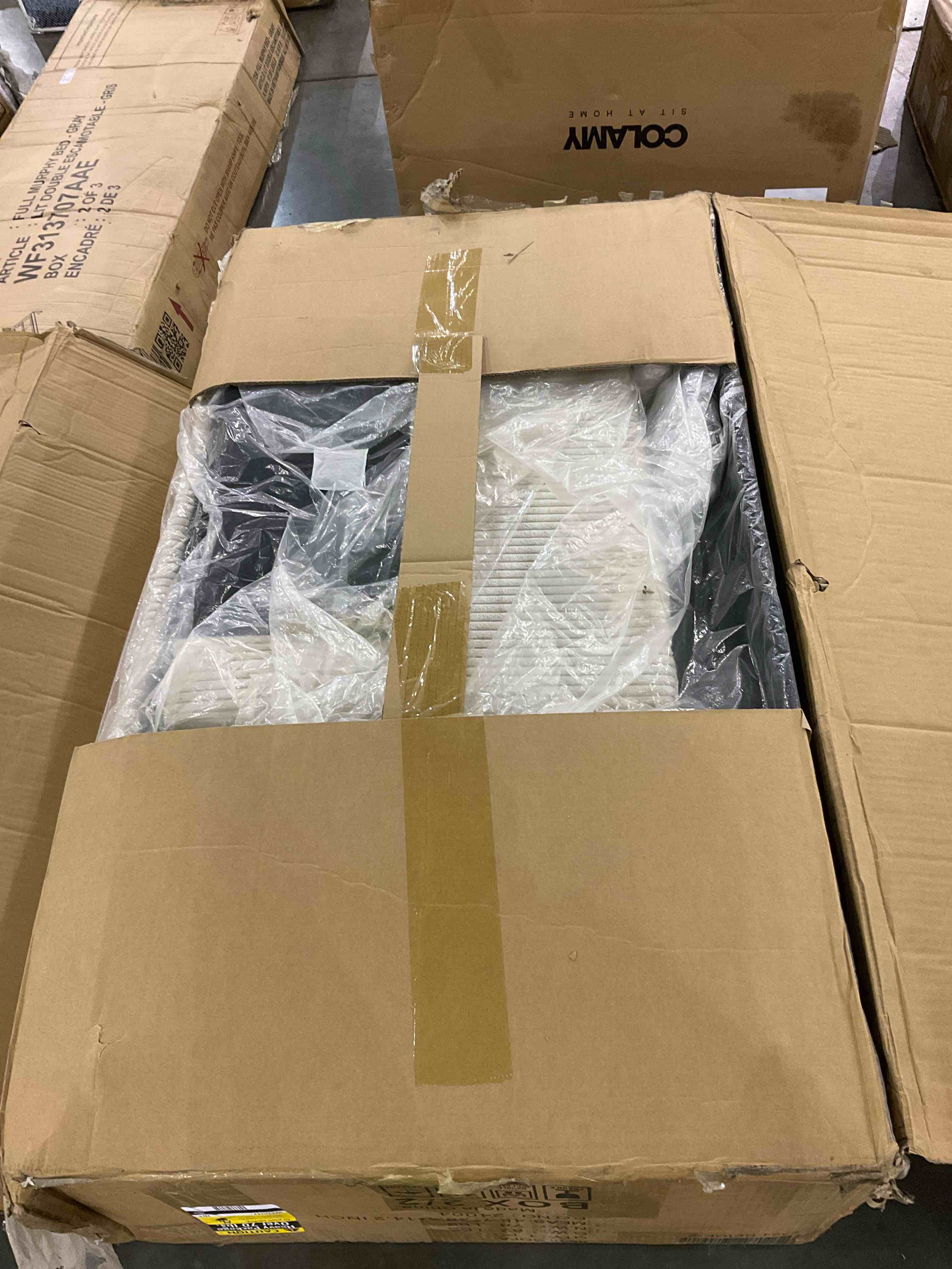 beige corduroy sofa (only 1 of the 2 boxes )