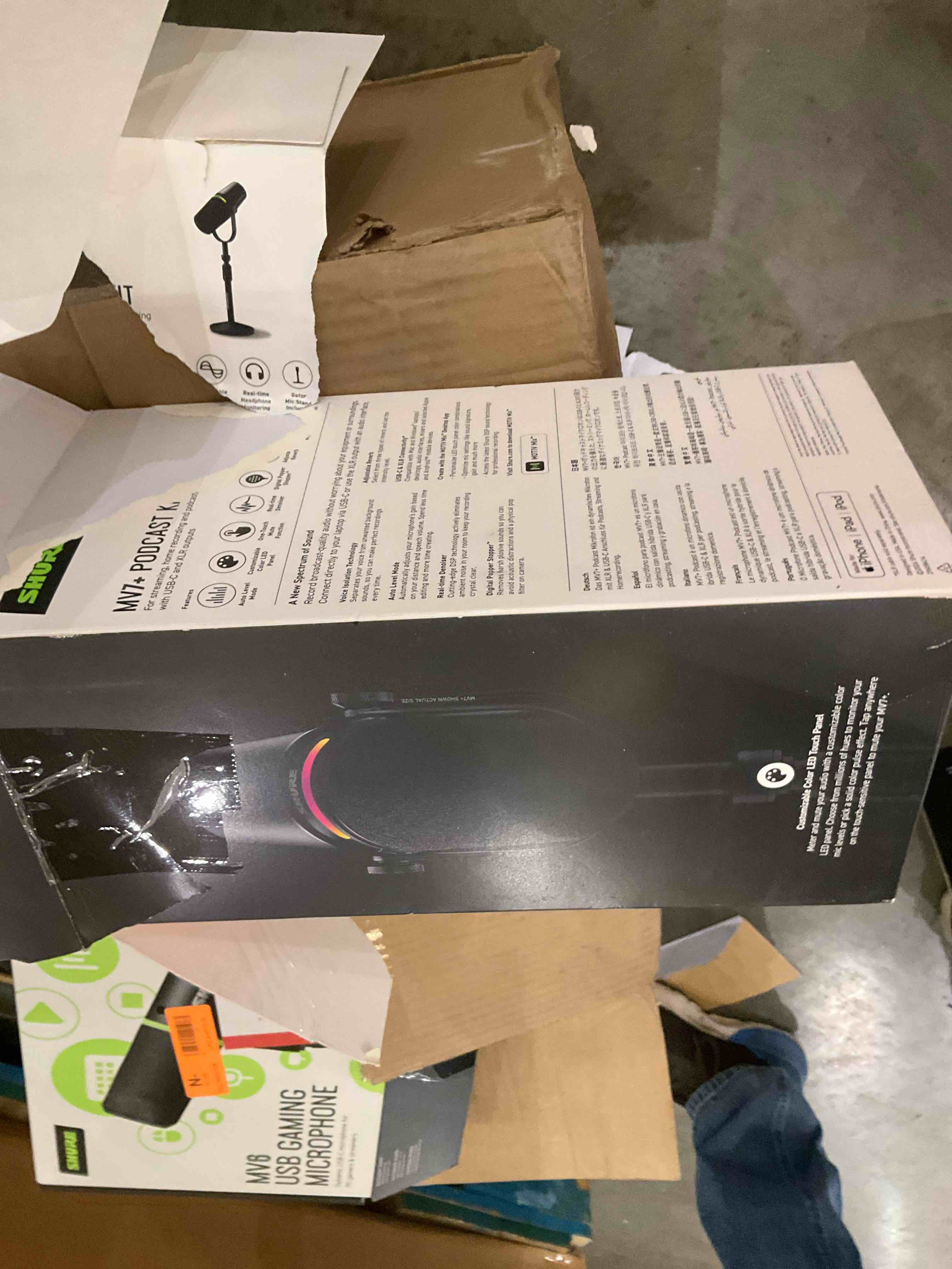 Shure MV7+ Podcast Dynamic Microphone with Stand. OBS Certified, Enhanced Audio, LED Touch Panel, USB-C & XLR Outputs, Auto Level Mode, Digital Pop Filter, Podcasting, Streaming, Recording - Black