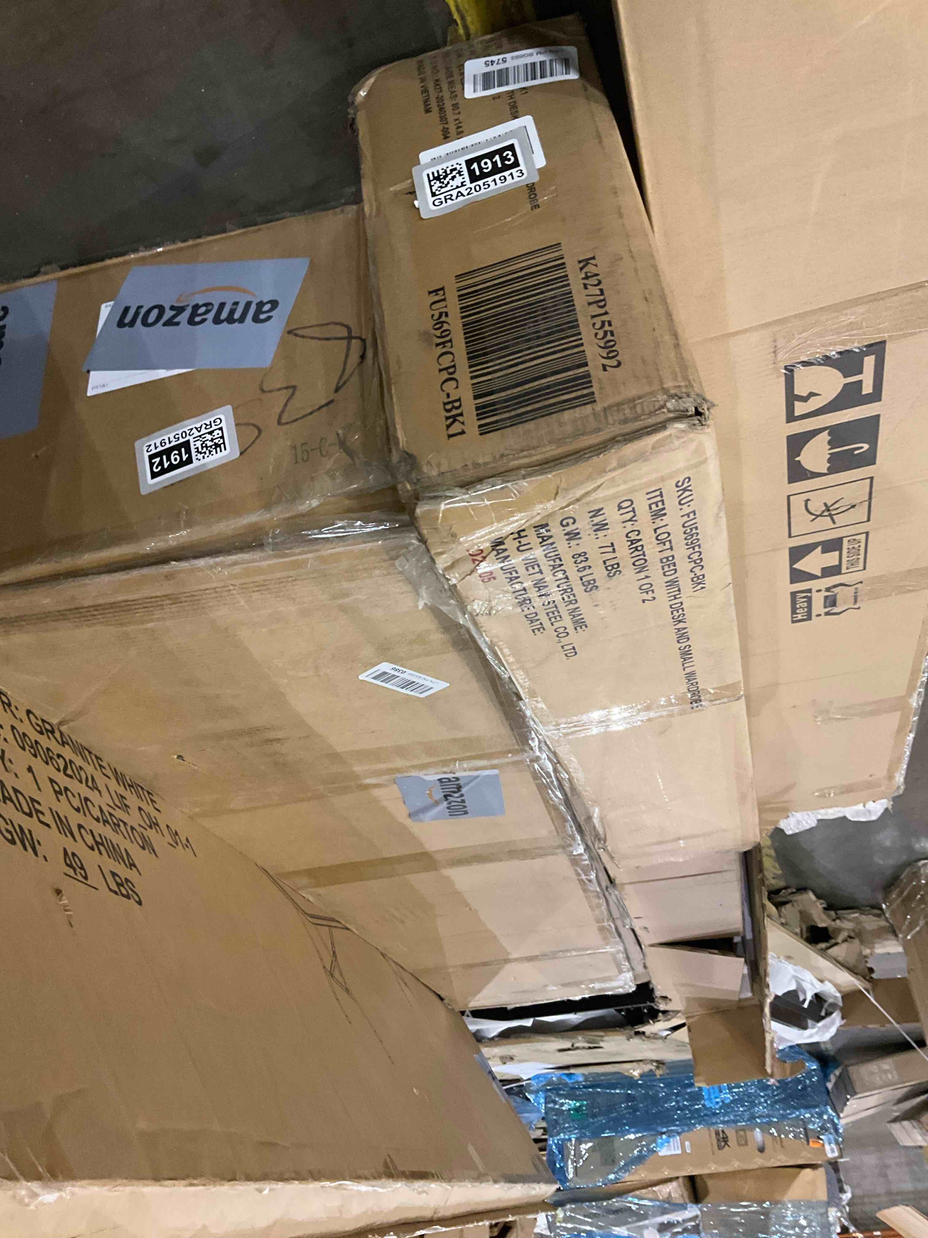 loft bed with desk and small wardrobe 