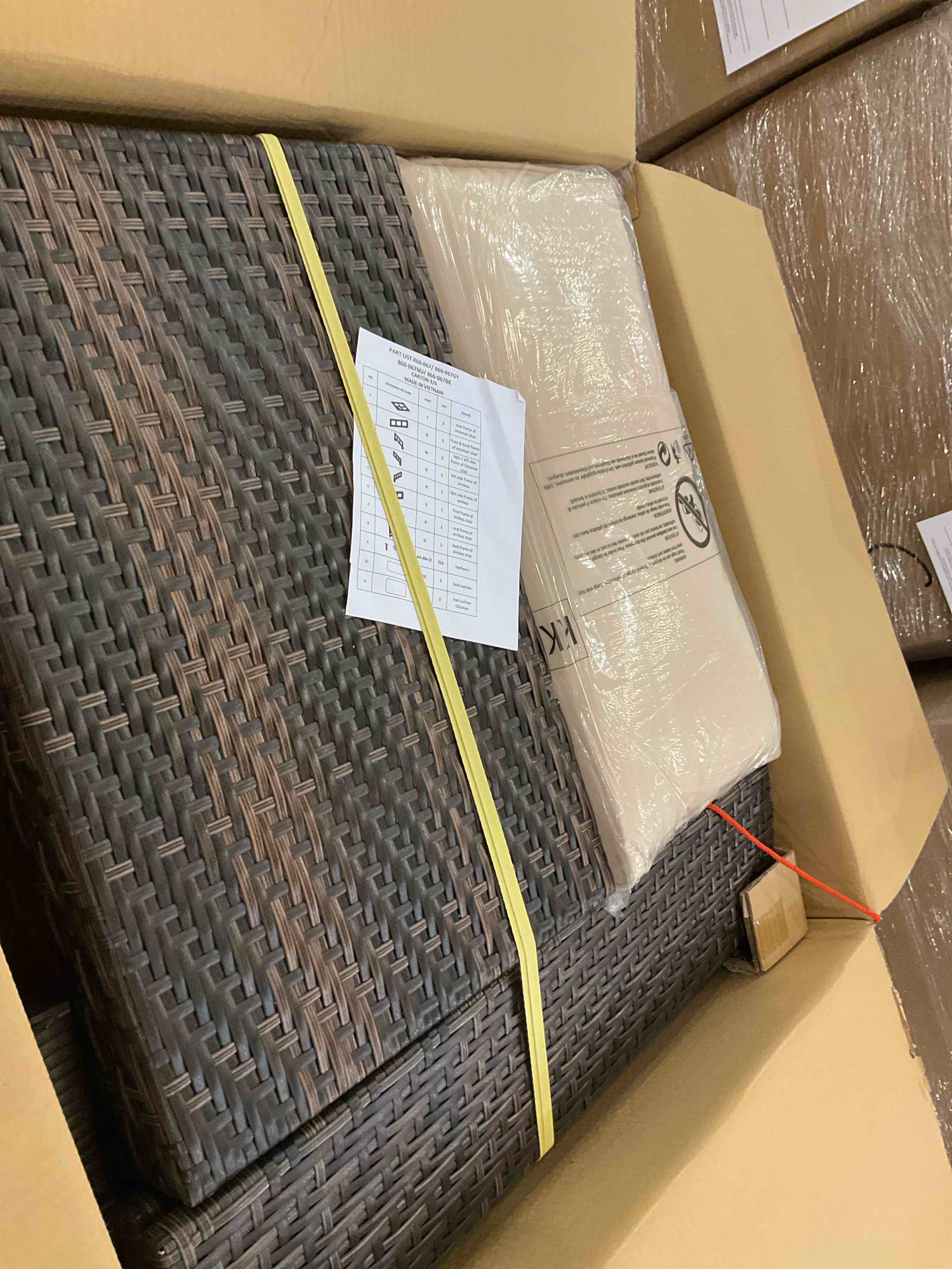 BOX 3 of 6 ONLY, Outsunny Patio Furniture Set, 9 Piece Outdoor Sectional Sofa, All-Weather PE Rattan Wicker Conversation Set with Chairs, Ottoman, Loveseat, Coffee and Side Table, Cushions, Sand 