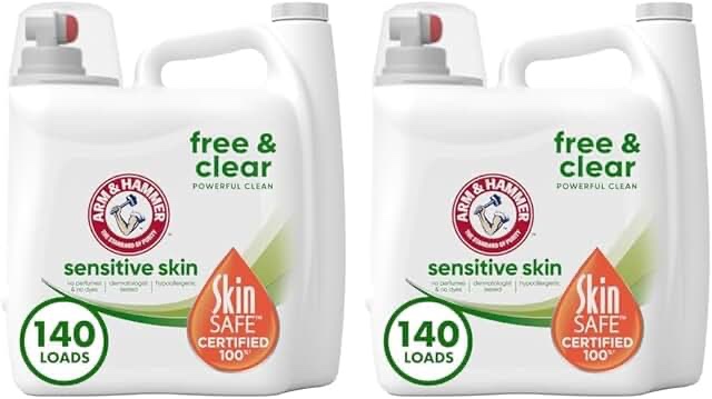 Arm & Hammer Sensitive Skin Free & Clear, 140 Loads Liquid Laundry Detergent, 140 Fl oz