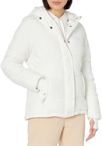 Amazon Essentials Women's Heavyweight Quilted Long-Sleeve Hooded Puffer Coat (Available in Plus Size) X-Small white