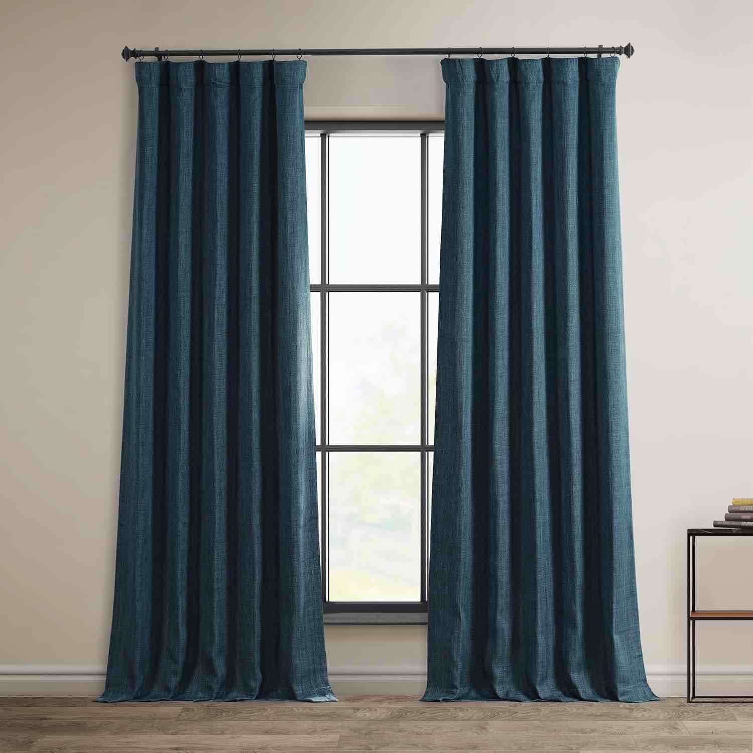 Faux Linen Textured Room Darkening Curtains for Bedroom & Living Room Curtains - Single Panel drapes