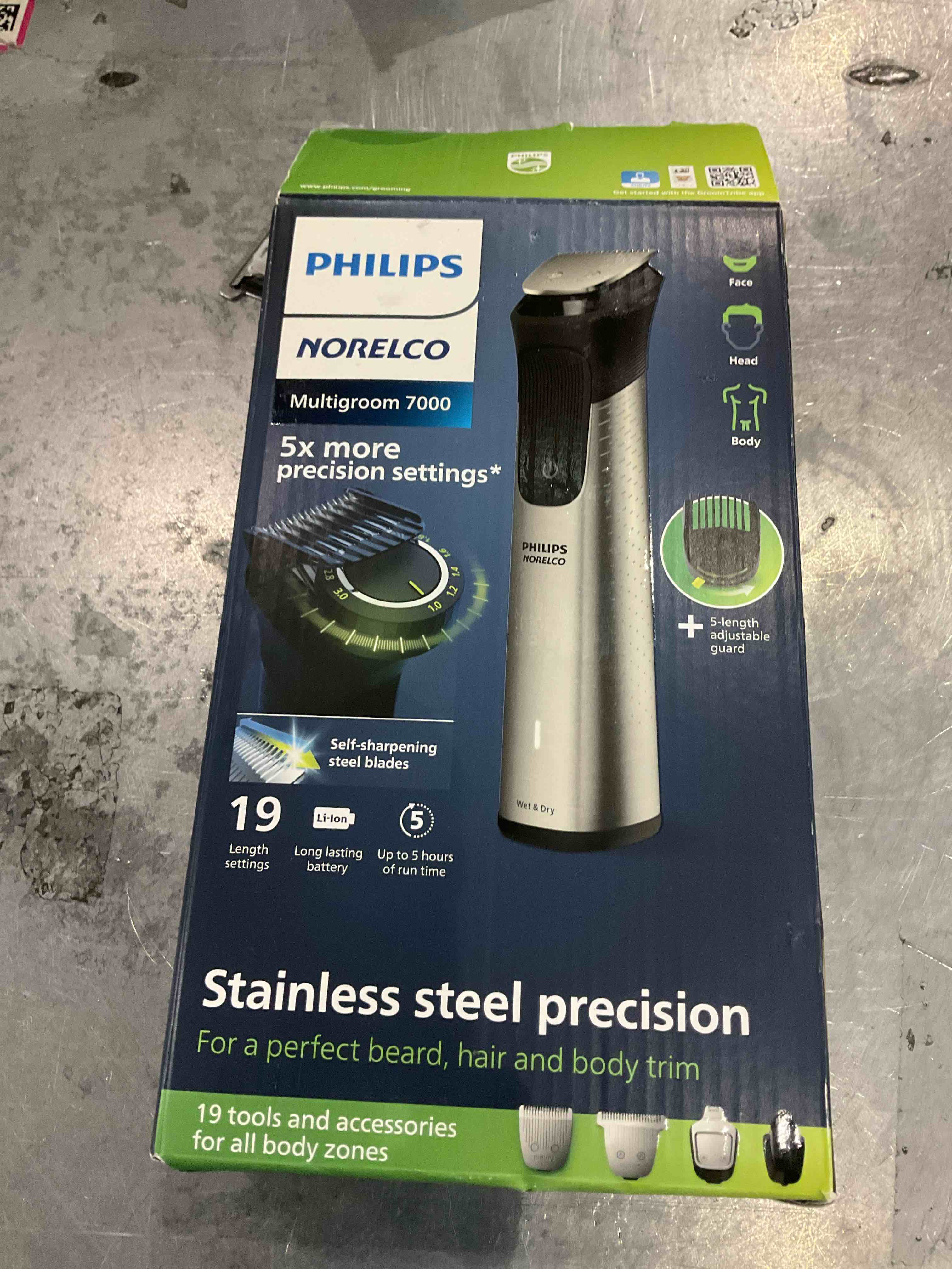 Philips Norelco Multigroom Series 7000, Mens Grooming Kit with Trimmer for Beard, Head, Hair, Body, and Face - NO Blade Oil Needed, MG7910/49