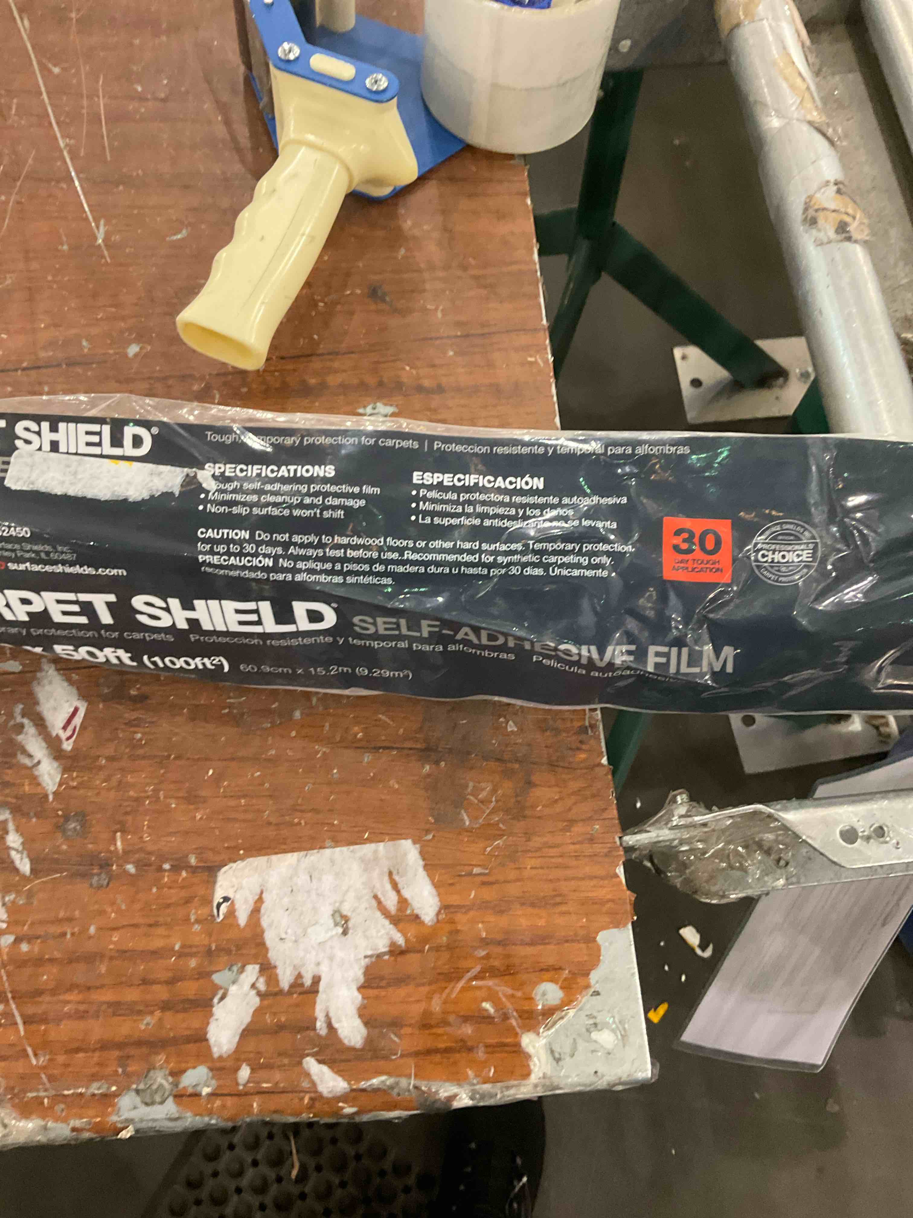 Carpet Protector Film, 48 inch x 200 feet, Made in The USA, Strongest and Most Durable Carpet Protection Film with Easy Unwind and Clean Removal, Clear Self-Adhesive Surface Protective Film