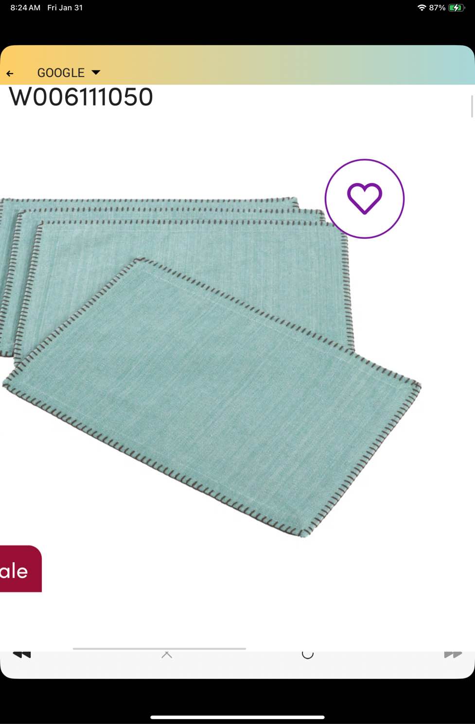 Ivara Whip Stitched Design 13" Cotton Placemat