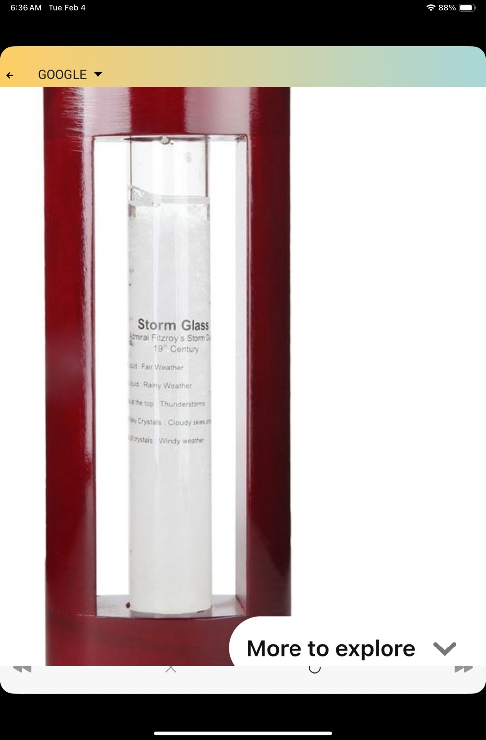 Lily's Home Admiral FitzRoy's Storm Glass Weather Prediction Station, Predicts Weather Changes and Patterns, Elegant Gift and Desktop Piece, includes Cherry Finished Wood Frame (7" Tall)