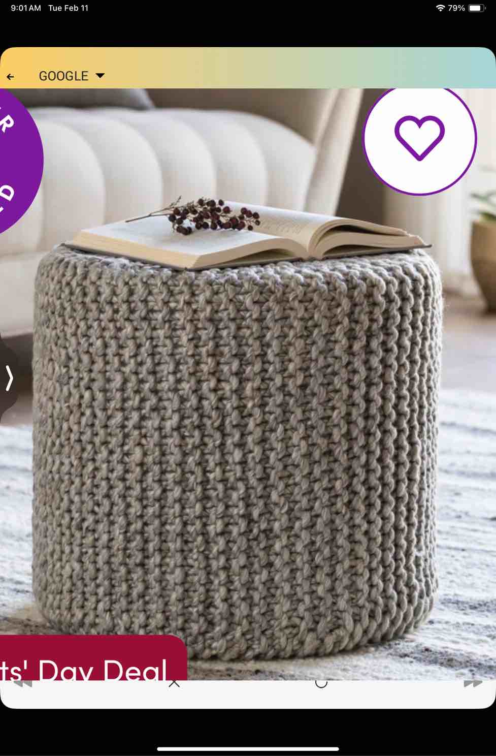 Lee 18" Wide Round Pouf Ottoman